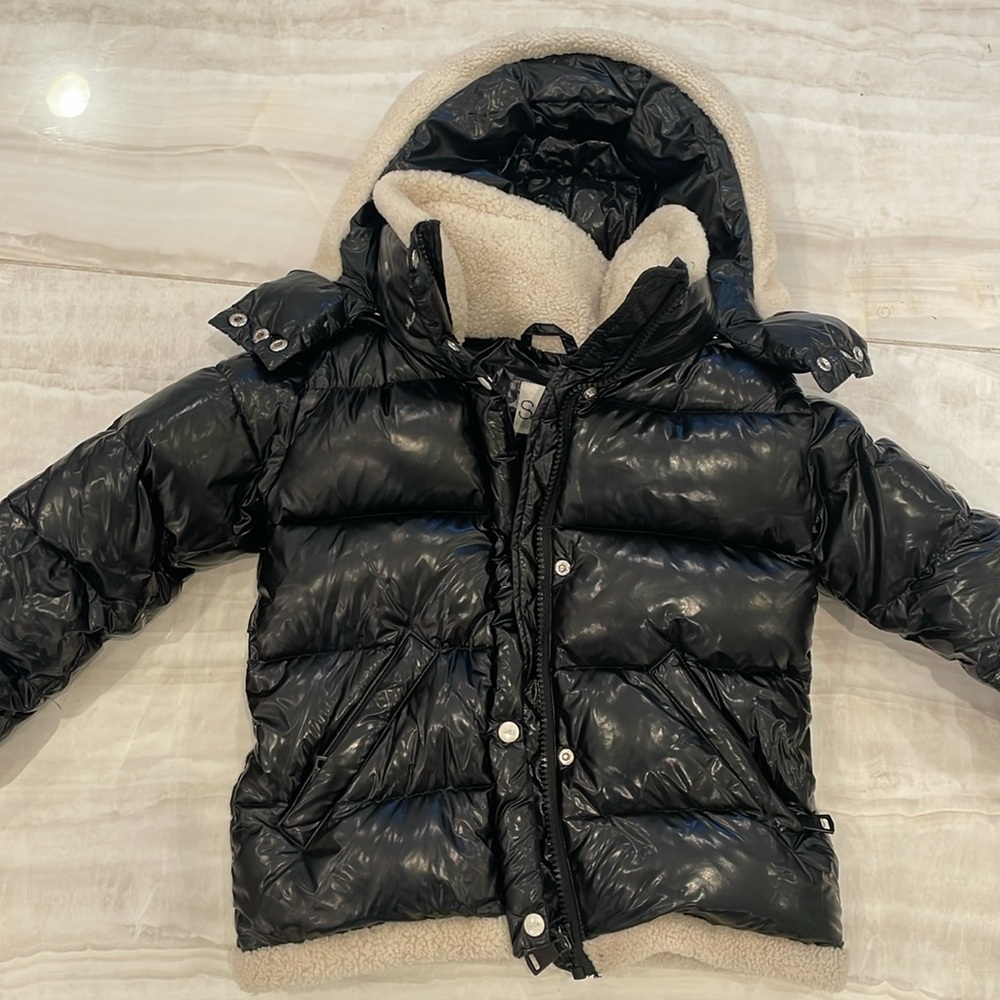 Sam Gigi shearling trim down Black Puffer Jacket